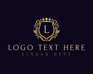 Leaves - Luxury Shield Crown logo design