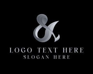 Metallic - Silver Ampersand Lettering logo design