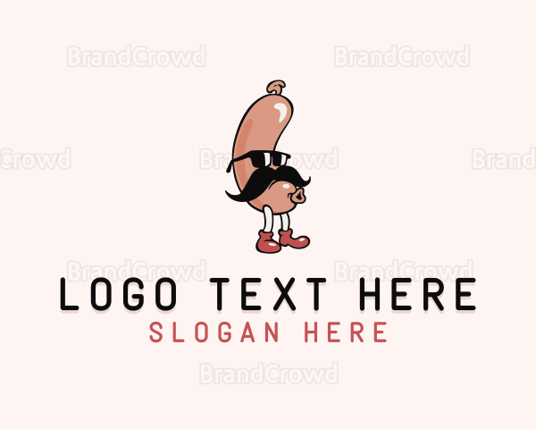 Hipster Sunglasses Sausage Logo