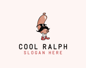 Hipster Sunglasses Sausage logo design