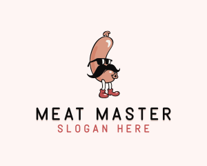 Hipster Sunglasses Sausage logo design