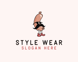 Hipster Sunglasses Sausage logo design