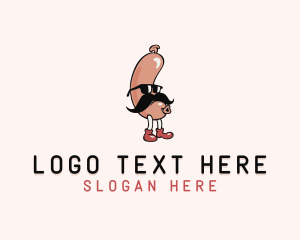 Hot Dog - Hipster Sunglasses Sausage logo design