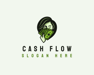 Woman Cash Money logo design