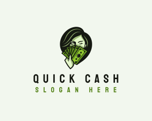 Woman Cash Money logo design