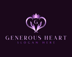 Lotus Heart Hand logo design