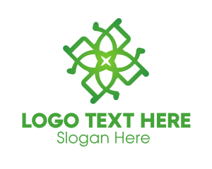 Propeller - Green Organic Flower logo design
