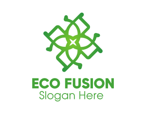 Hybrid - Green Organic Flower logo design