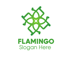 Spinning - Green Organic Flower logo design