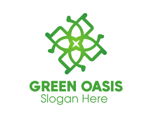 Green Organic Flower logo design