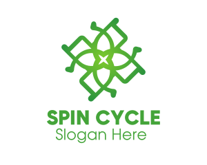 Spinning - Green Organic Flower logo design