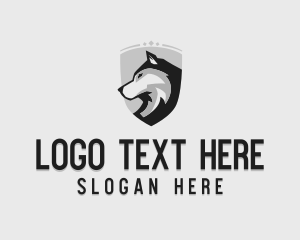 Dog - Serious Wolf Shield logo design