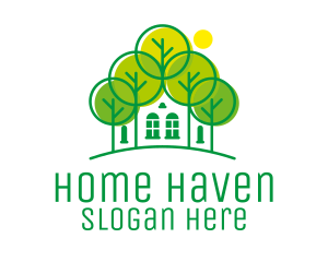 House - Green Forest House logo design