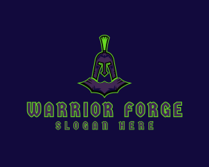 Neon Spartan Warrior logo design