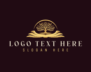School - Tree Learning Book logo design