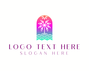 Sunset - Beach Island Summer logo design