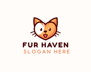 Heart Pet Cat logo design