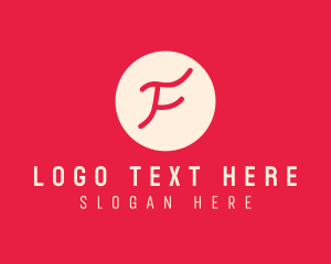 Initial - Pink Handwritten Letter F logo design
