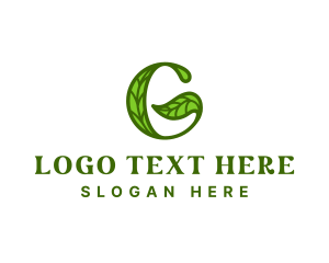 Vegan - Green Leaf Letter G logo design