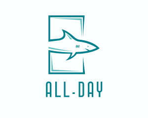 Shark Aquarium Surfing logo design