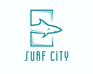 Shark Aquarium Surfing logo design