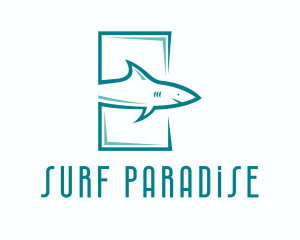 Shark Aquarium Surfing logo design