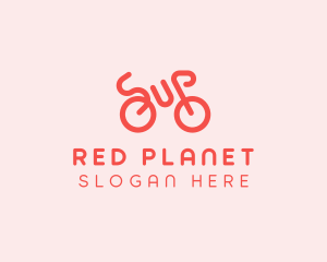 Red Minimalist Bike logo design