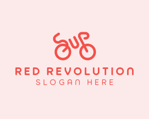 Red Minimalist Bike logo design