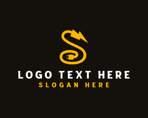 Plug - Lightning Bolt Plug Letter S logo design