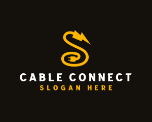 Cable - Lightning Bolt Plug Letter S logo design