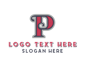 Retro Swirl Lifestyle Letter P Logo