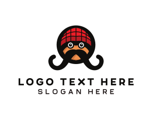 Barbershop - Beanie Mustache Man logo design