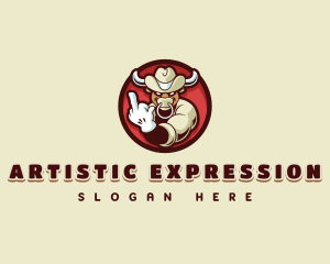 Expression - Cow Bad Finger Profanity logo design