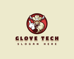 Glove - Cow Bad Finger Profanity logo design