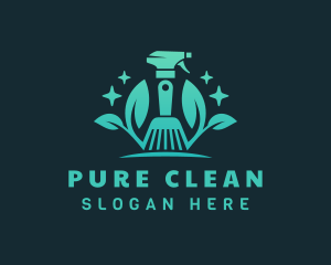 Leaf Cleaning Spray Bottle  logo design