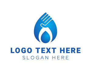Clean - Blue Clean Hand logo design