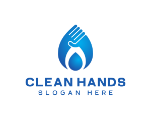 Blue Clean Hand logo design