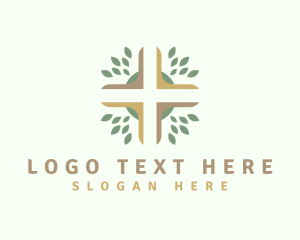Prayer - Nature Leaf Cross logo design
