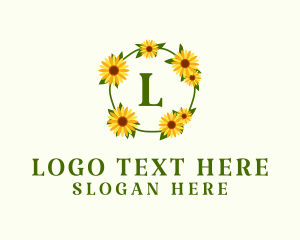 Wreath - Sunflower Wreath Letter logo design