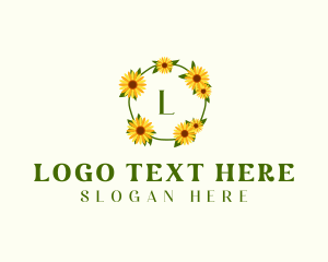 Botanical - Sunflower Wreath Letter logo design