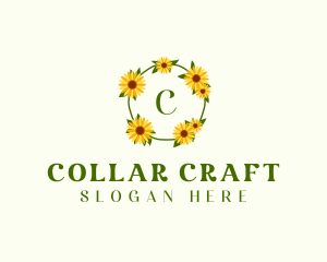 Sunflower Wreath Letter logo design