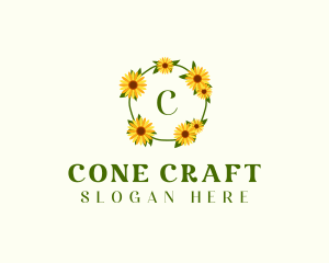 Sunflower Wreath Letter logo design