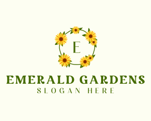 Sunflower Wreath Letter logo design