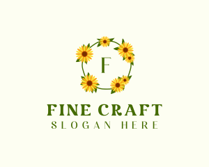 Sunflower Wreath Letter logo design