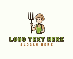 Retro - Pitchfork Farmer Gardener logo design