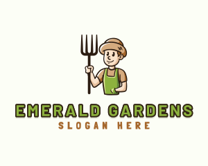 Pitchfork Farmer Gardener logo design