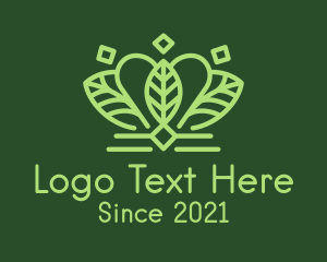 Monarch - Green Leaf Crown logo design