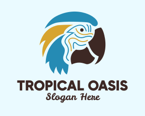 Tropical Parrot Head  logo design