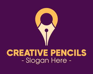 Pen Nib Location Pin logo design