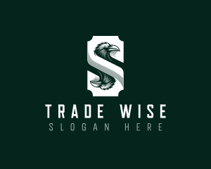 Trader - Raven Crow Letter S logo design